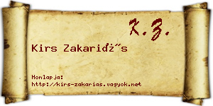 Kirs Zakariás névjegykártya